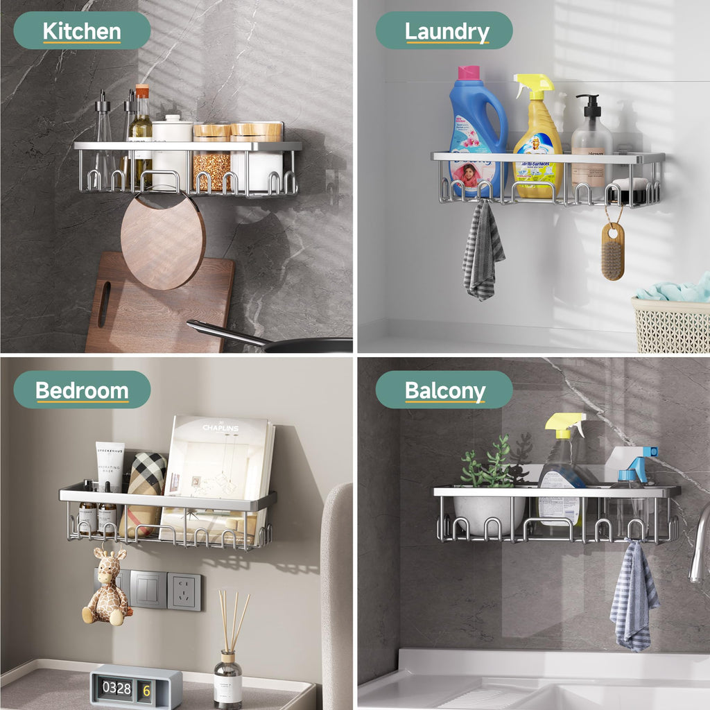 Veken Shower Caddy 6-Pack, Bathroom Organizers and Storage Shelves, Black