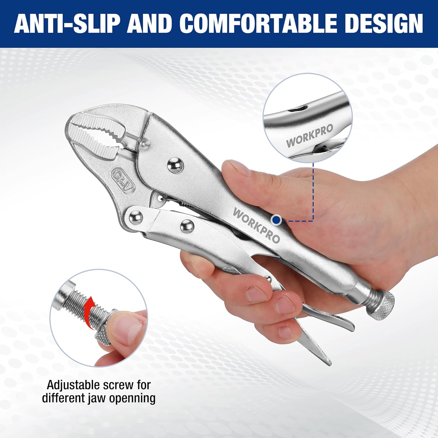 WORKPRO 5-Piece Locking Pliers Set, Vice Grips with Chrome-vanadium Steel