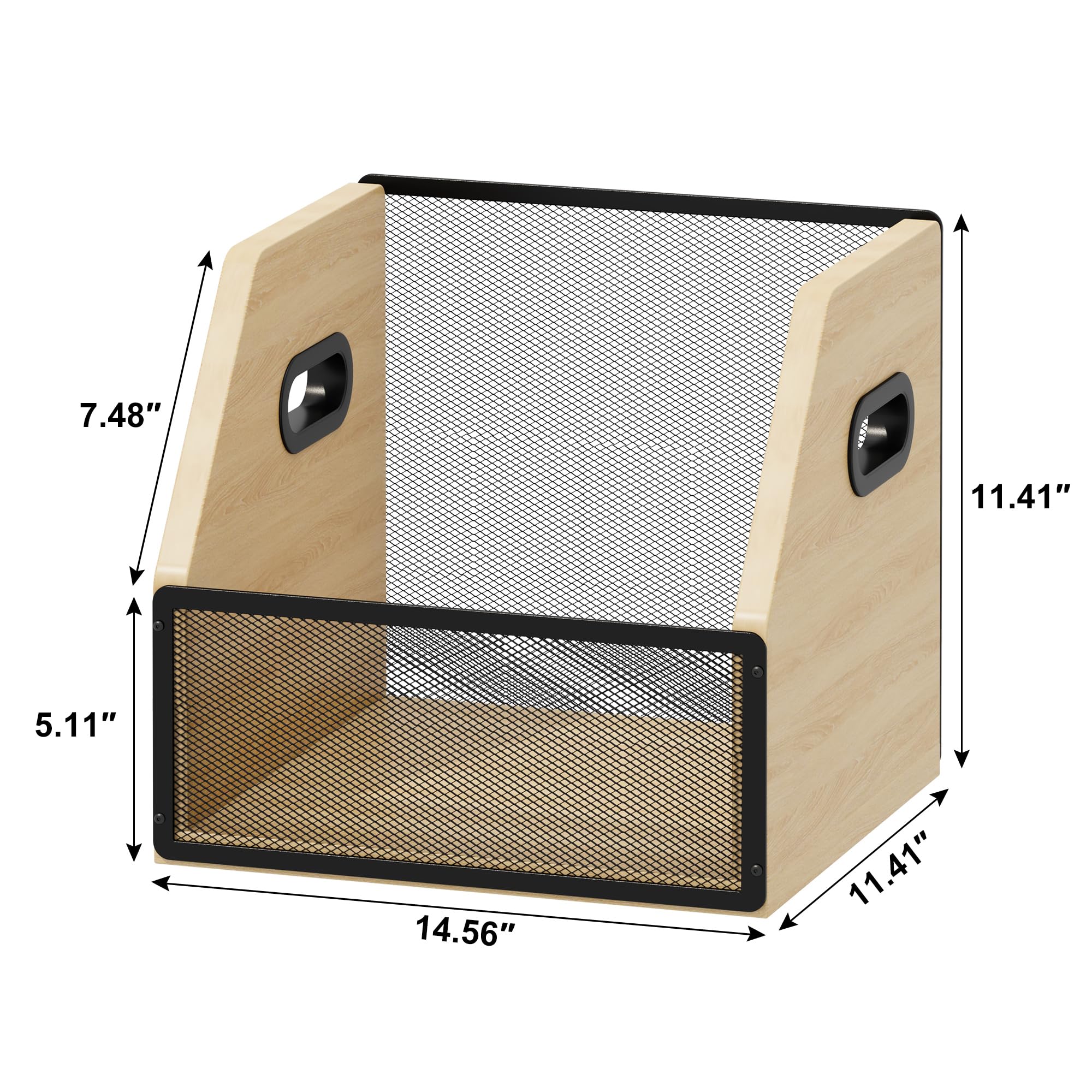 Homeiju Vinyl Record Storage, Record Box Case Crate, Vinyl Record Album Holder, Metal & Wooden LP Record Crate, Holds up to 60 Records