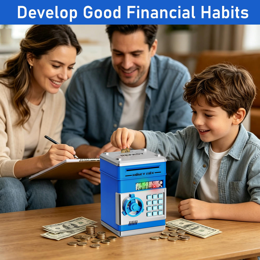 Refasy Piggy Bank Cash Coin Can ATM Bank Electronic Coin Money Bank for Kids Age 3-12, Money Savings Box Mini ATM Coin Bank Toys Gifts for 3 4 5 6 7 8 9 10 11 12 Year Old Boys Girls