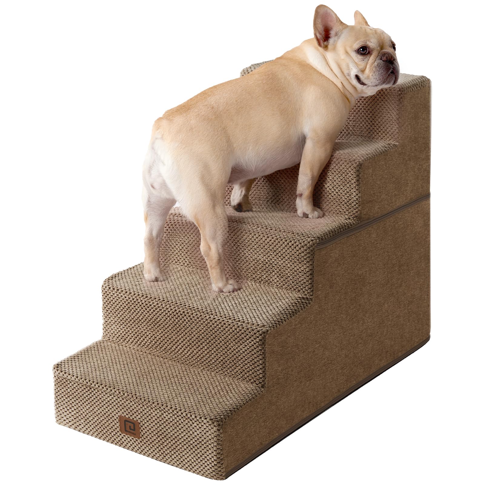 EHEYCIGA Dog Stairs for Bed 18" H, 4-Step Dog Steps for High Bed, Grey