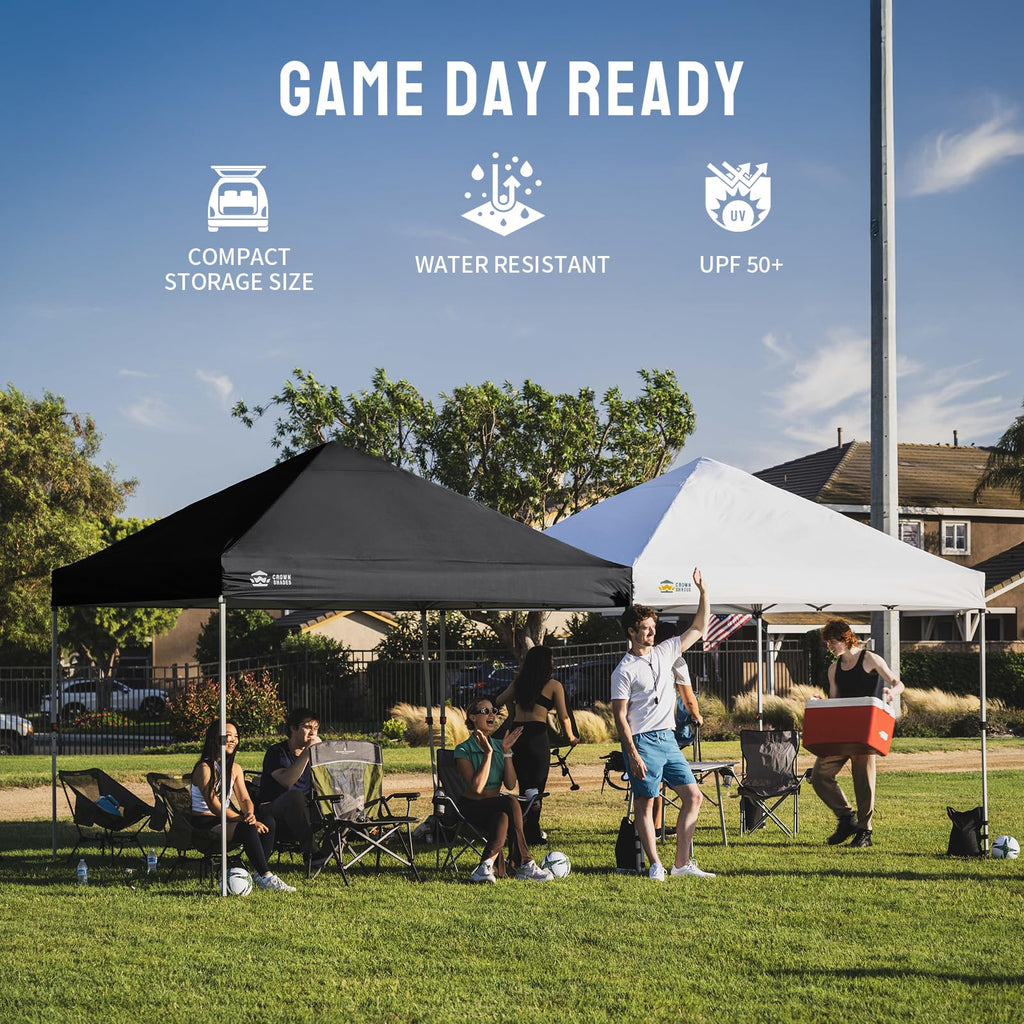 CROWN SHADES 8x8 Pop Up Canopy Tent with One Push Setup, Grid White