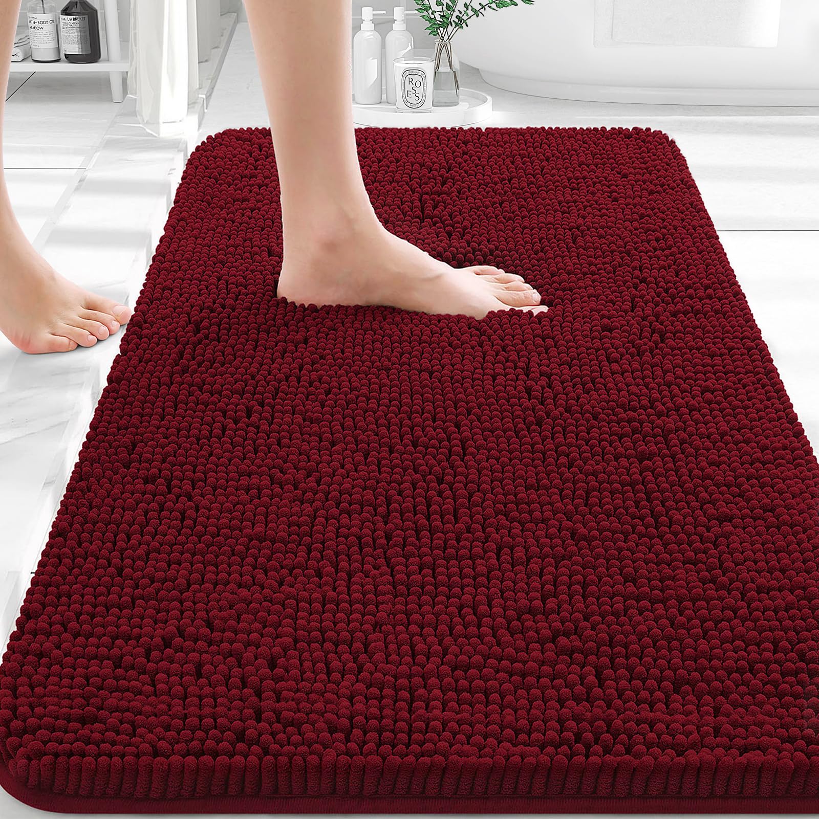 OLANLY Bathroom Rugs 30x20, Extra Soft Absorbent Chenille Bath Rugs