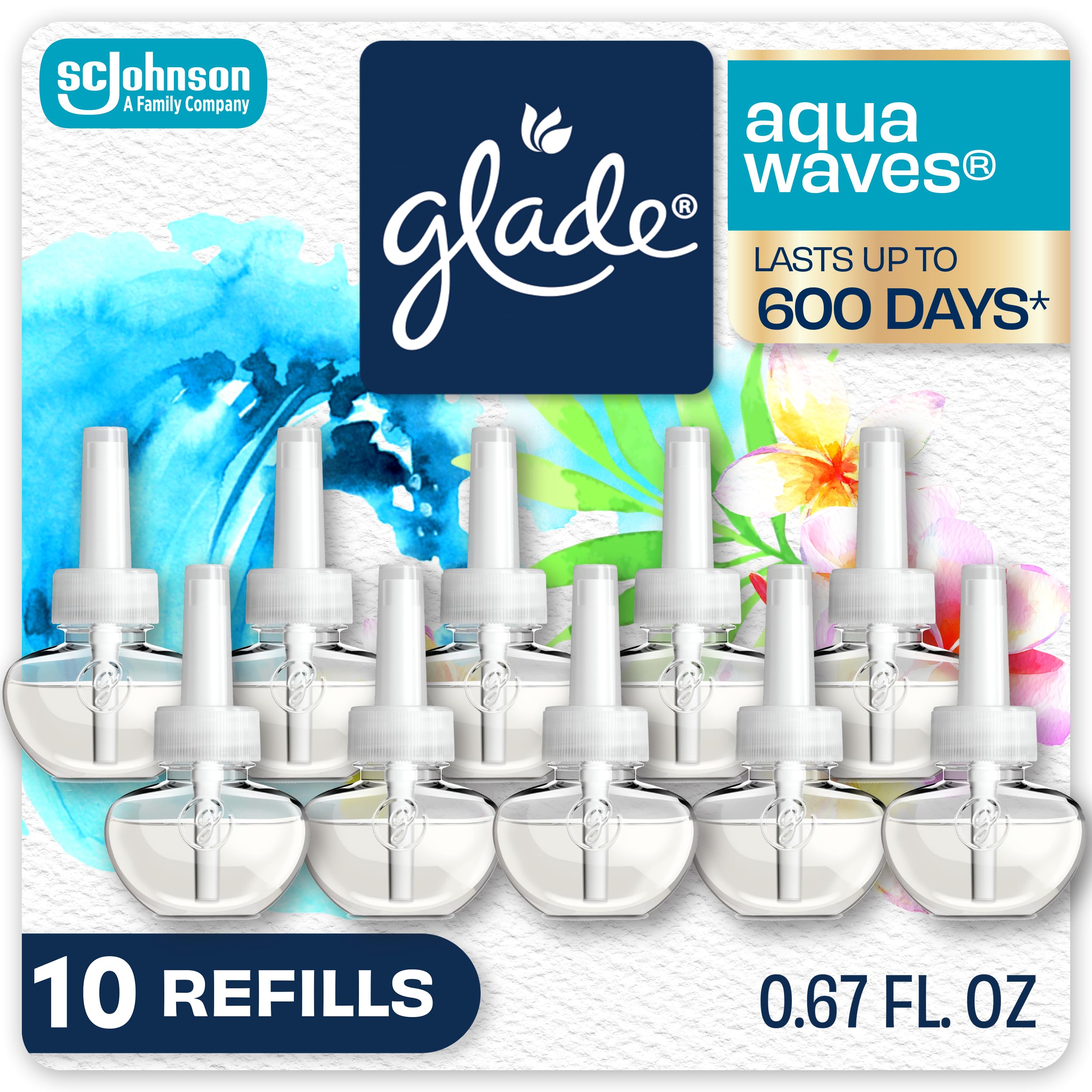 Glade PlugIns Refills Air Freshener, Scented and Essential Oils for Home and Bathroom, Cashmere Woods, 6.7 Fl Oz, 10 Count