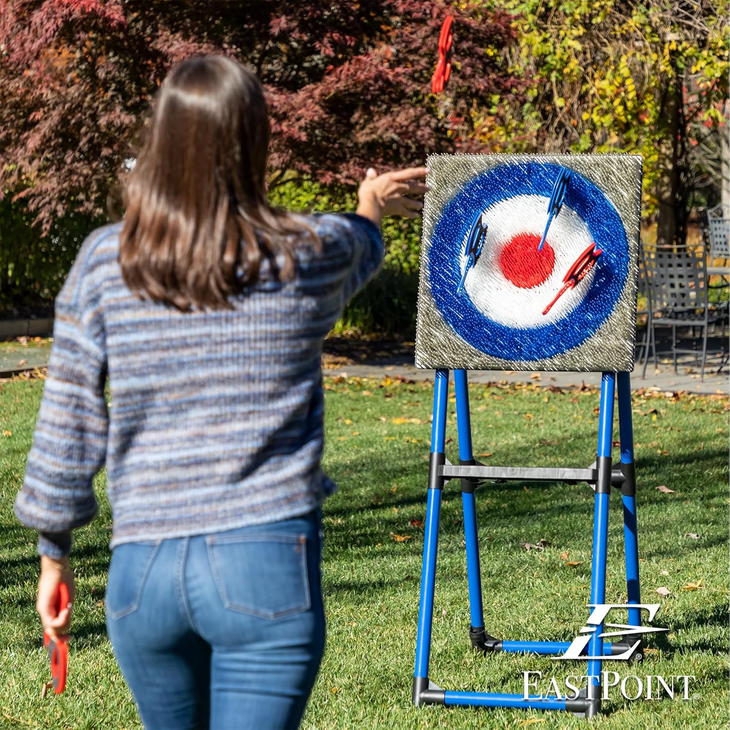 EastPoint Axe Throwing Game, Bristle Target, 8 Safety Axes, Over 5 Ft Tall