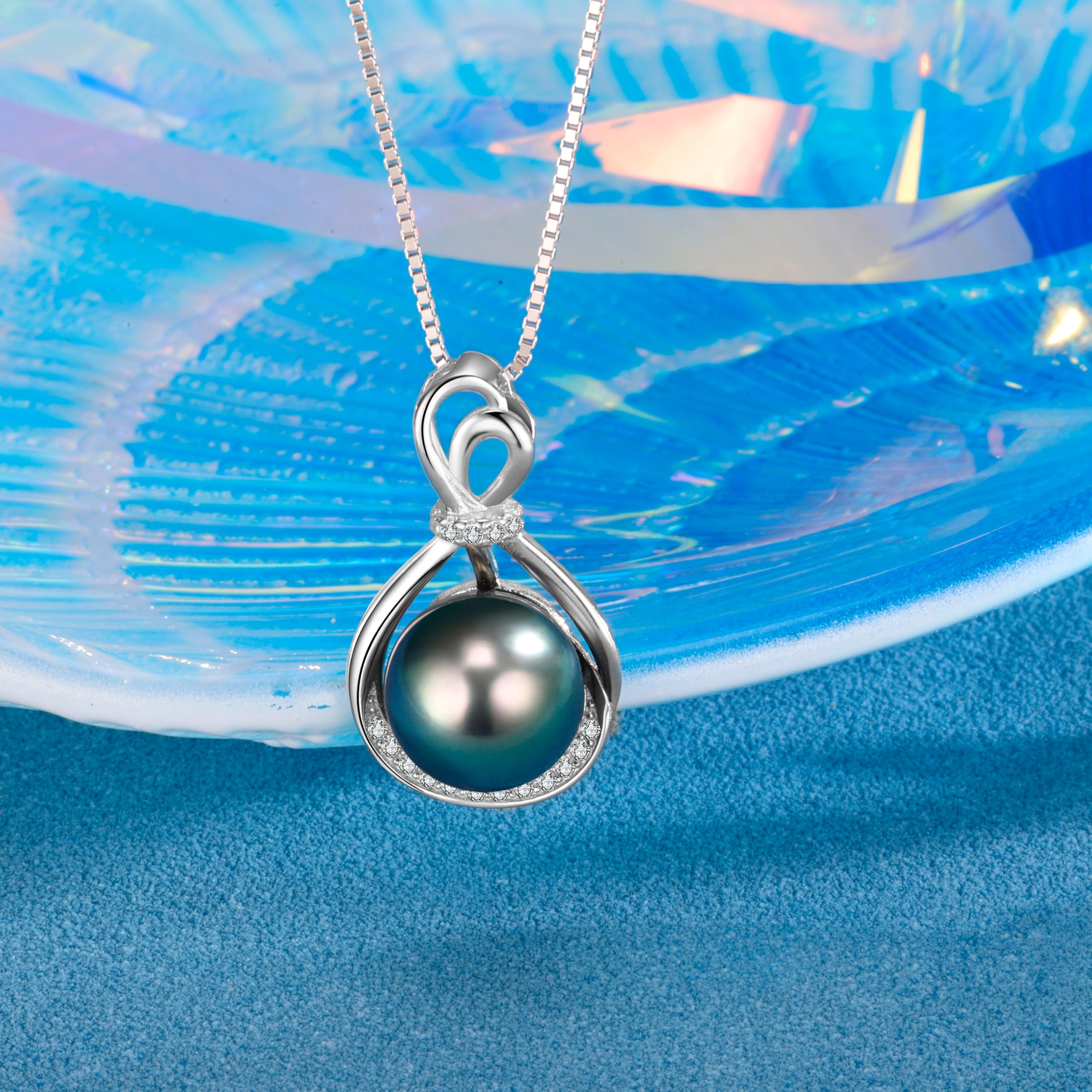 NONNYL Mothers Day Gifts For Wife Women Wedding Anniversary - Real Tahitian-Pearl-Necklace, Birthday Valentines Gifts For Wife Her Mom Christmas - Companion Necklace For Women Luxury Fine Jewelry