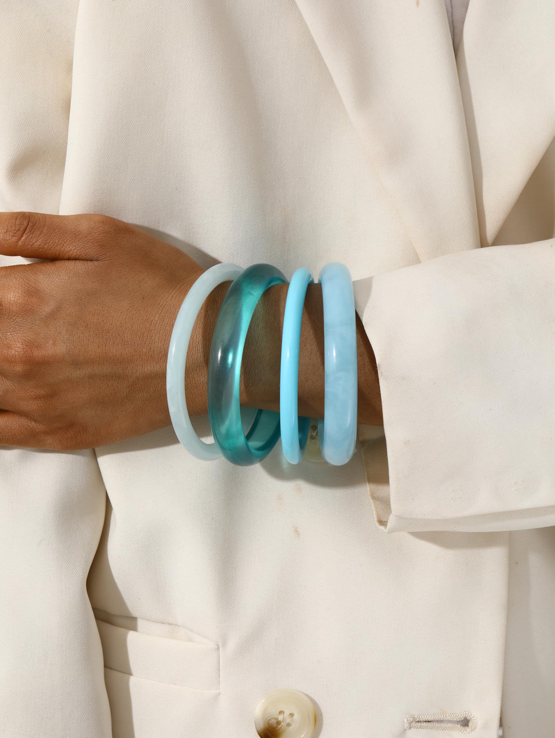 ÌF ME Acrylic Bangles Bracelets for Women, Irregular Acrylic Resin Chunky Bracelets Geometric Fashions Thick Statement bangle Set