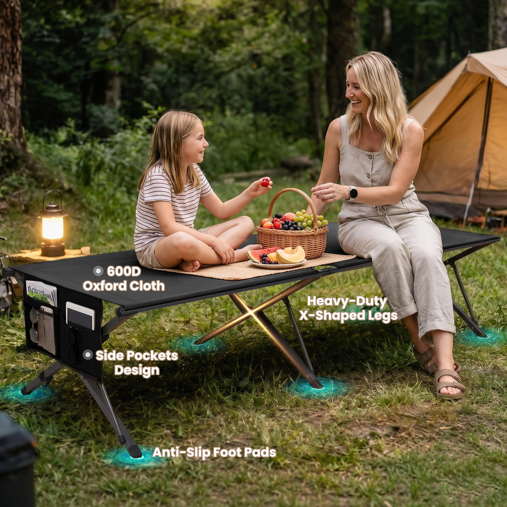 Heavy Duty Camping Cot for Adults, 31.5'' Wide Folding Cot, Support 400LBS