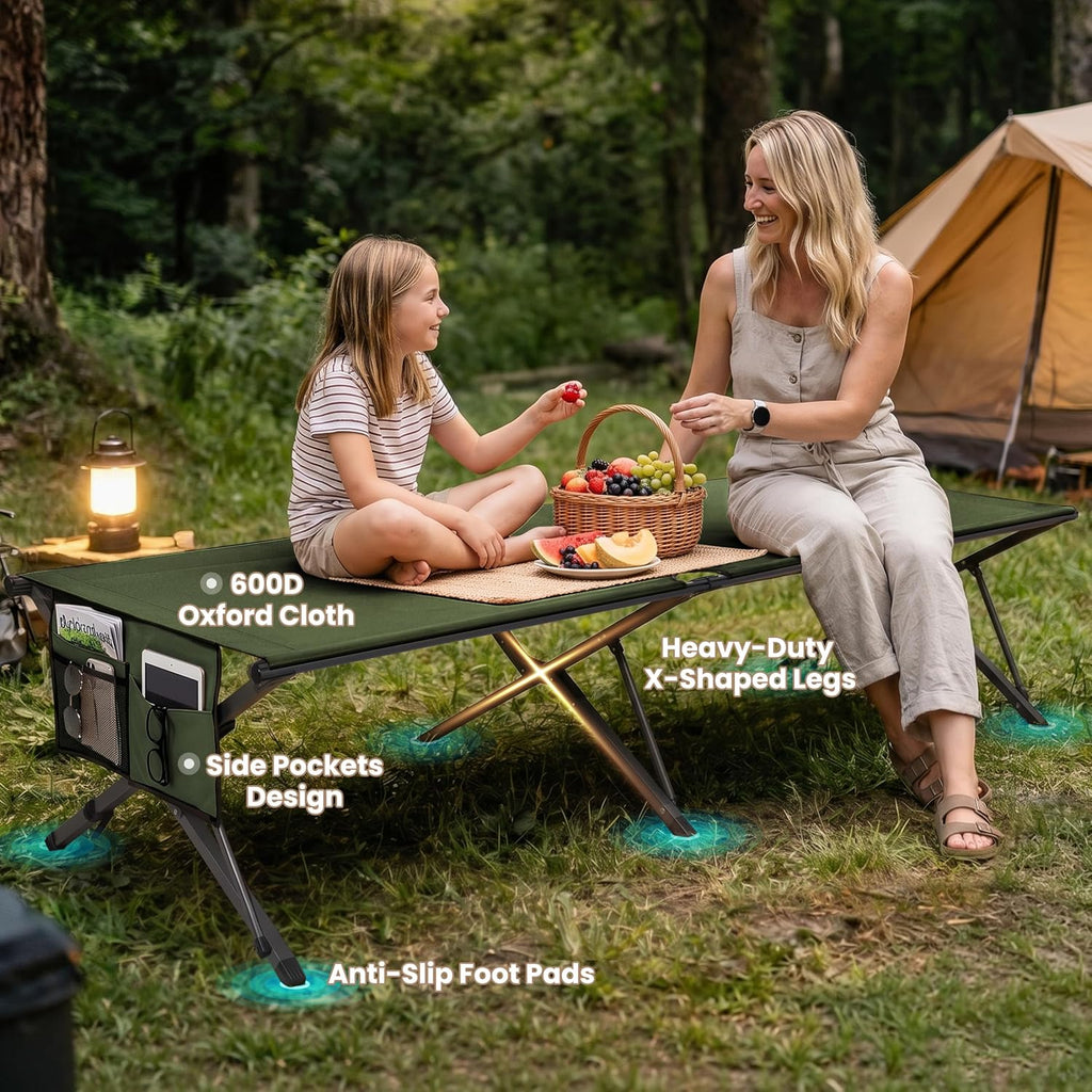 Heavy Duty Camping Cot for Adults, 31.5'' Wide Folding Cot, Support 400LBS