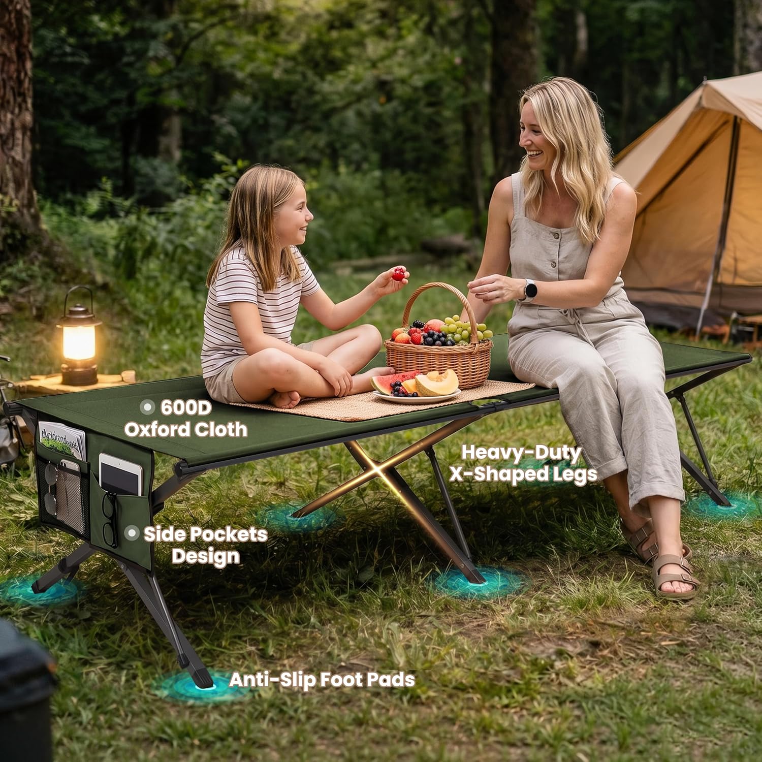 Heavy Duty Camping Cot for Adults, 31.5'' Wide Folding Cot, Support 400LBS