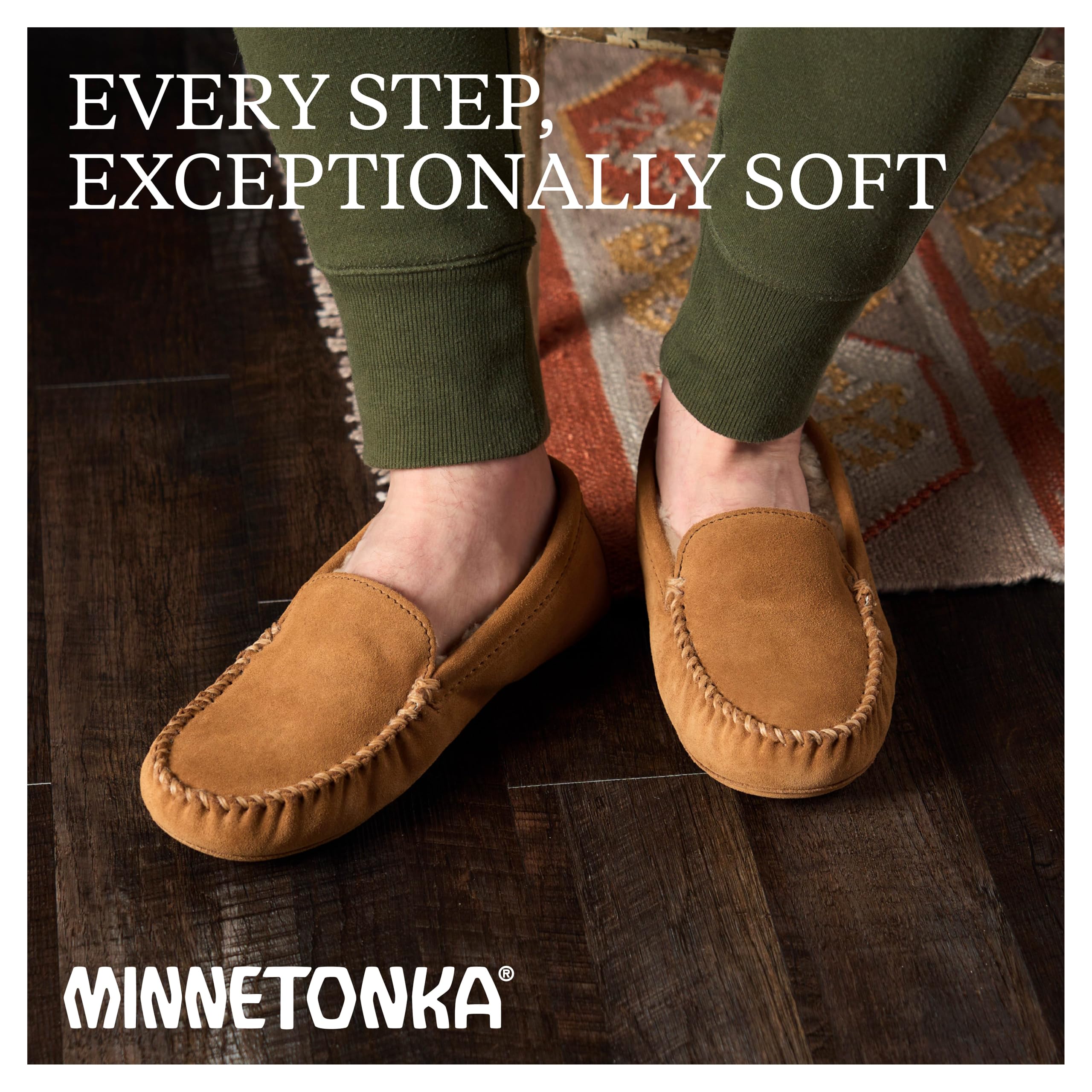 Minnetonka Men's Sheepskin Softsole Moccasin Slipper