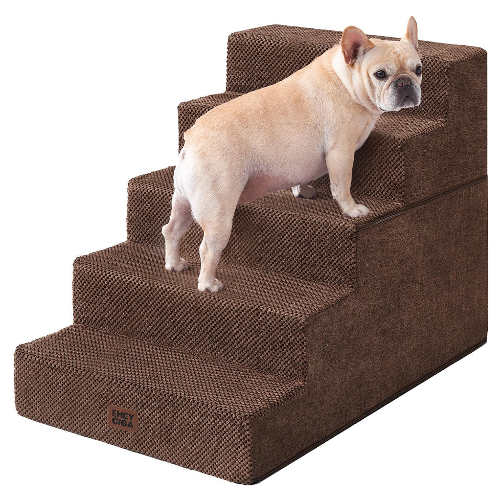 EHEYCIGA Dog Stairs for Bed 18" H, 4-Step Dog Steps for High Bed, Grey