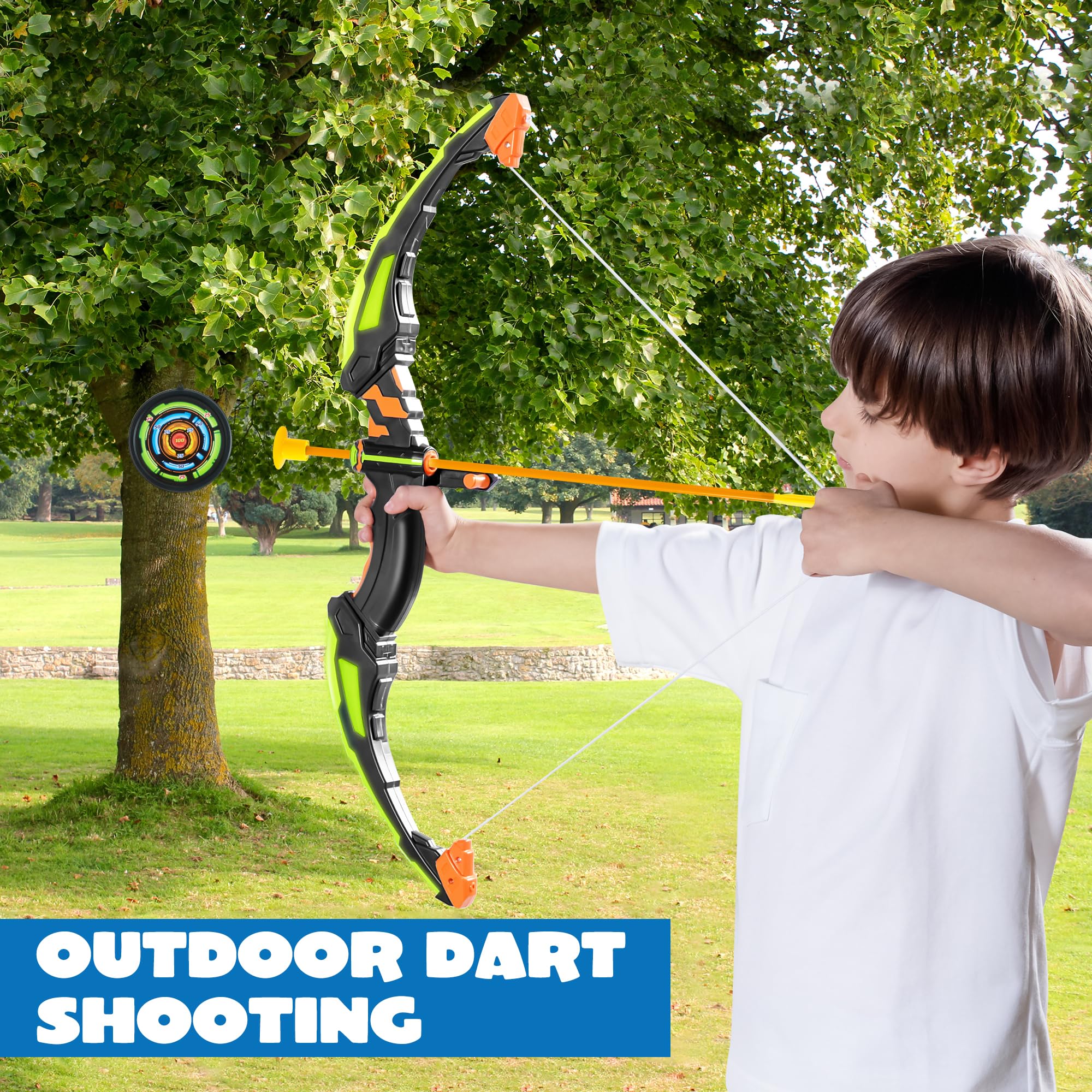 JOYIN Kids Bow and Arrow Set, LED Light Up Archery Toy Set with 9 Suction Cup Arrows, Target & Arrow Case, Indoor and Outdoor Hunting Play Gift Toys for Kids, Boys & Girls Ages 6-12
