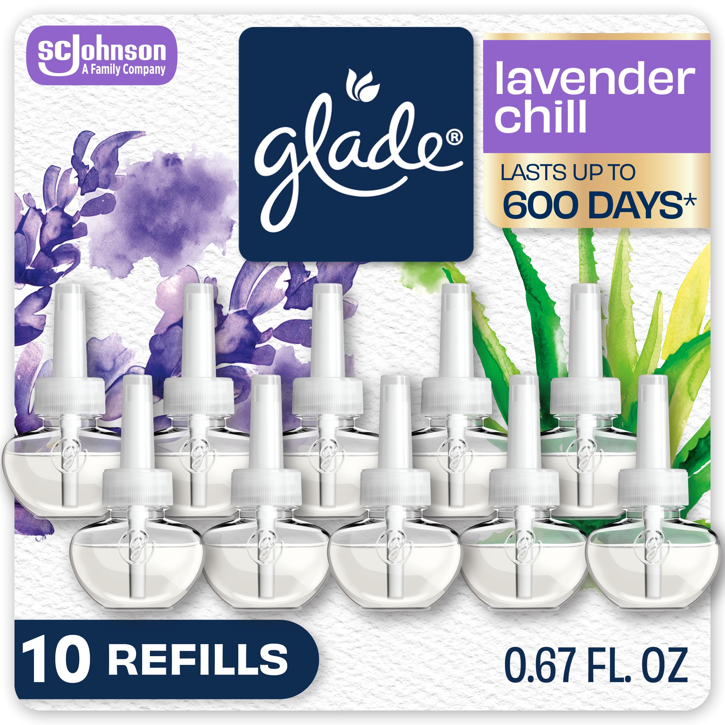 Glade PlugIns Refills Air Freshener, Scented and Essential Oils for Home and Bathroom, Cashmere Woods, 6.7 Fl Oz, 10 Count