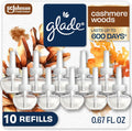 Glade PlugIns Refills Air Freshener, Scented and Essential Oils for Home and Bathroom, Cashmere Woods, 6.7 Fl Oz, 10 Count