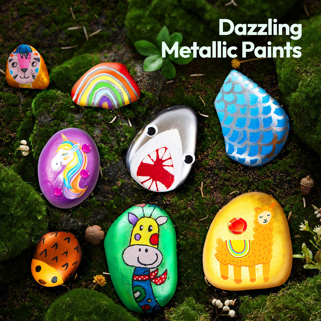 Rock Painting Kit- Glow in The Dark Rock Kit, Arts and Crafts for Kids Ages 6-12, Art Supplies Toy, Kids Craft Paint Kits, Arts & Crafts for Boys Girls Birthday Party Gift Toy