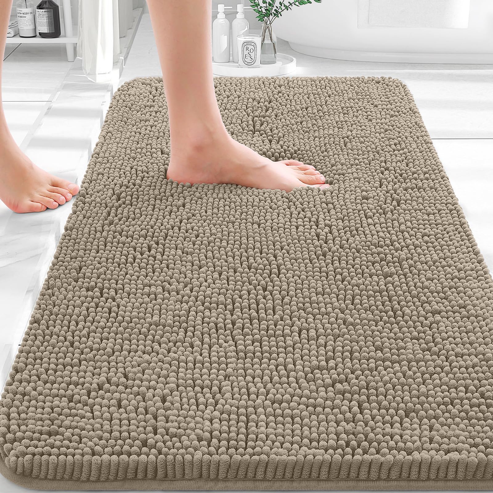 OLANLY Bathroom Rugs 30x20, Extra Soft Absorbent Chenille Bath Rugs