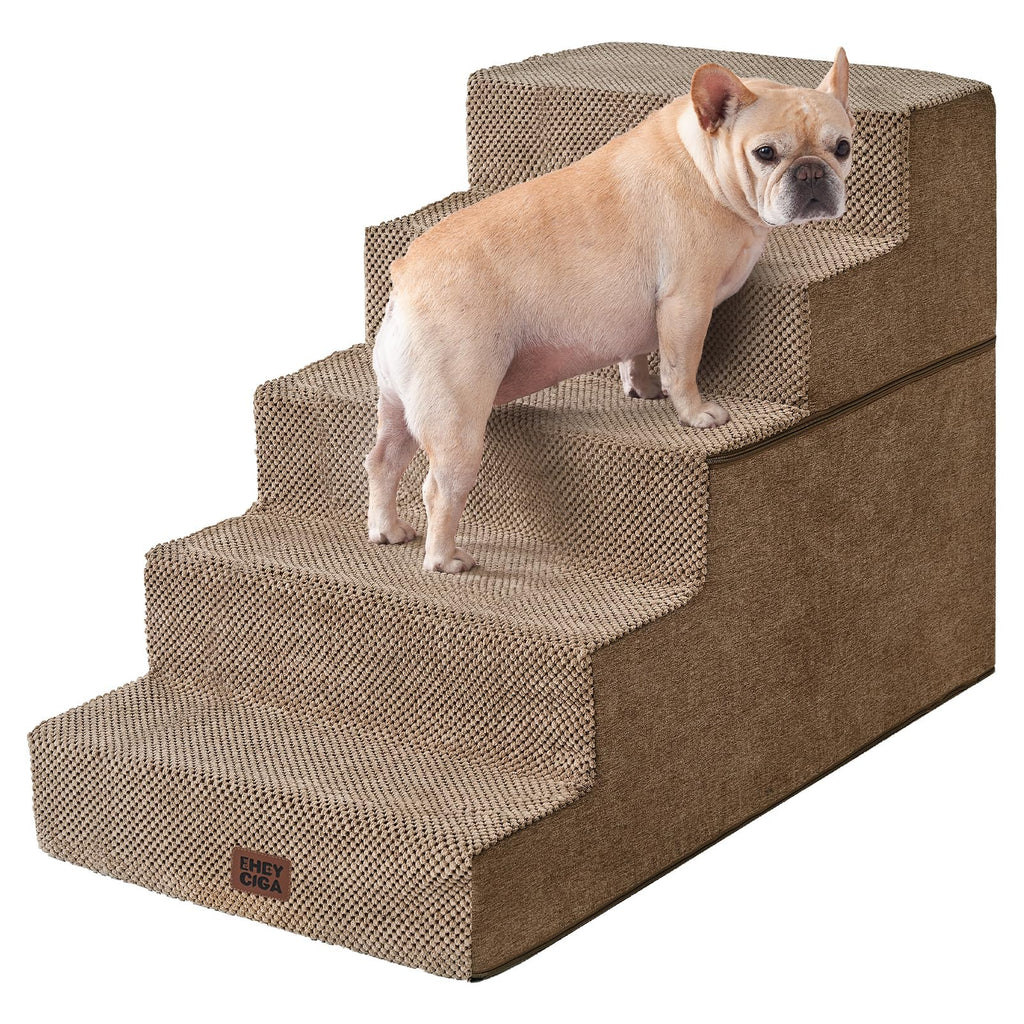 EHEYCIGA Dog Stairs for Bed 18" H, 4-Step Dog Steps for High Bed, Grey