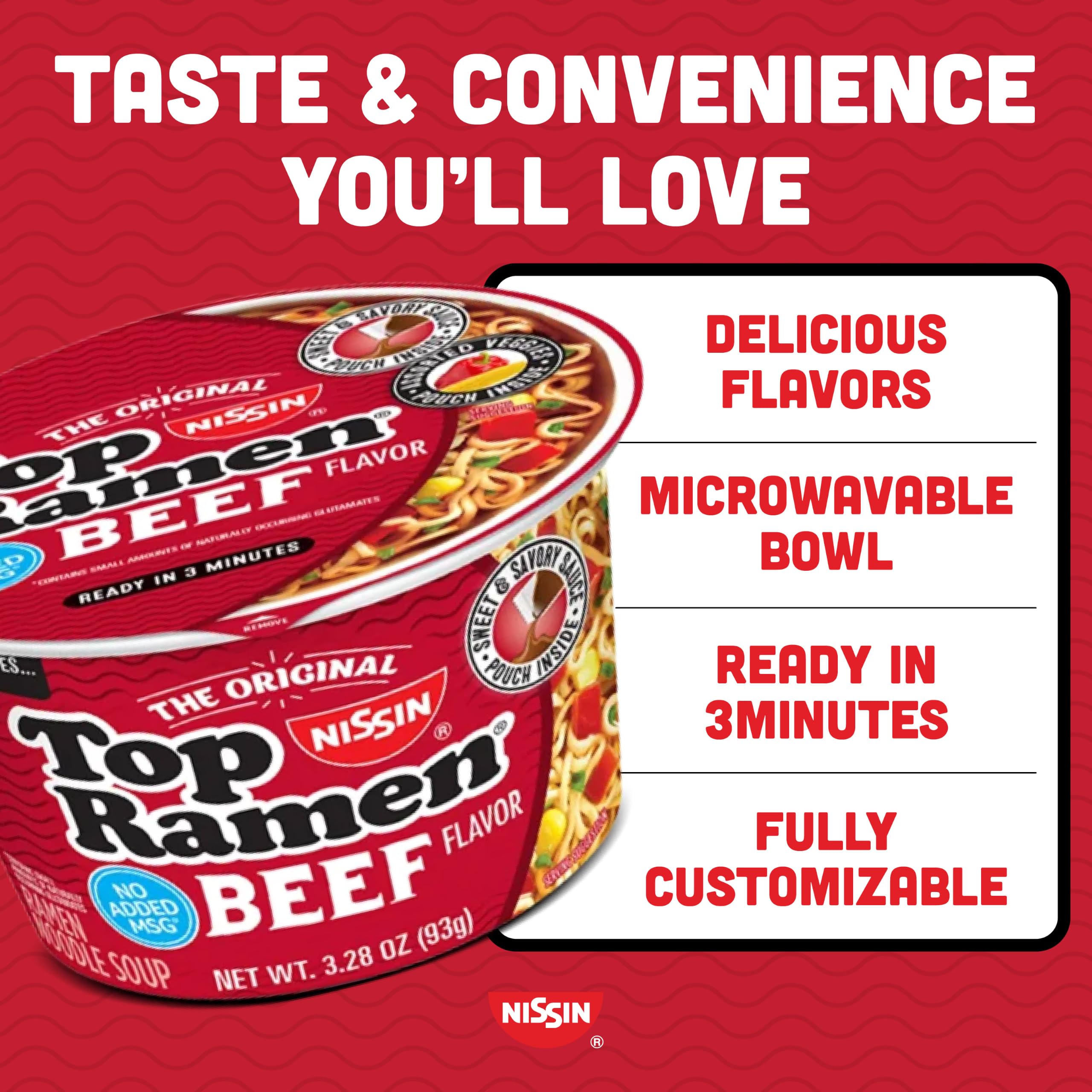Nissin Top Ramen Noodle Soup, Chicken, 3 Ounce (Pack of 24)