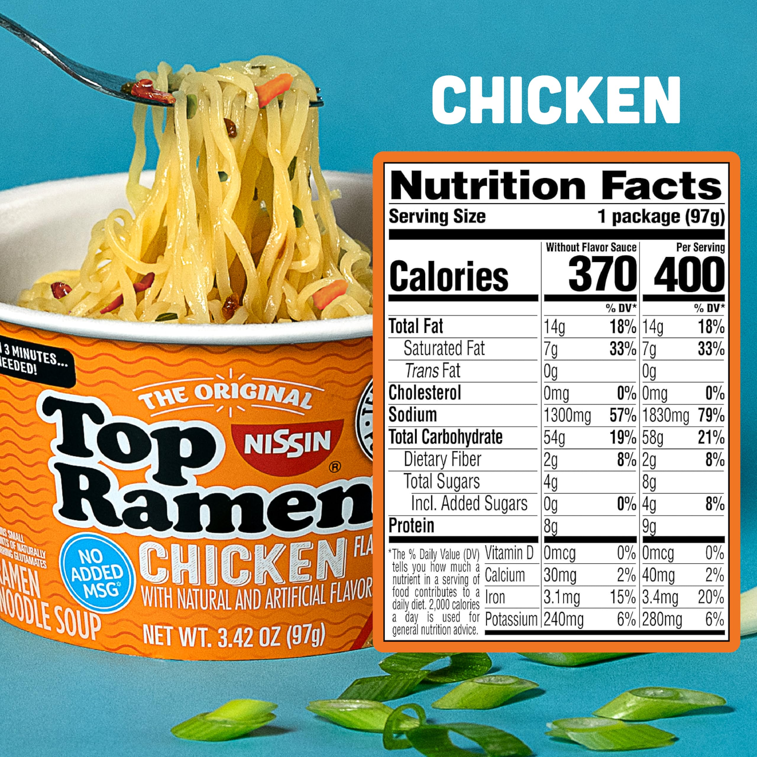 Nissin Top Ramen Noodle Soup, Chicken, 3 Ounce (Pack of 24)