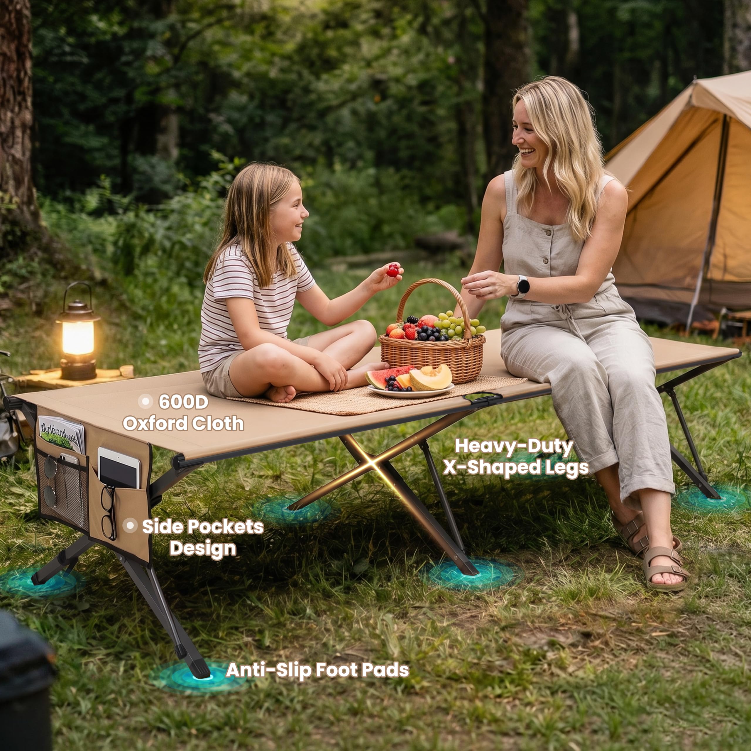 Heavy Duty Camping Cot for Adults, 31.5'' Wide Folding Cot, Support 400LBS