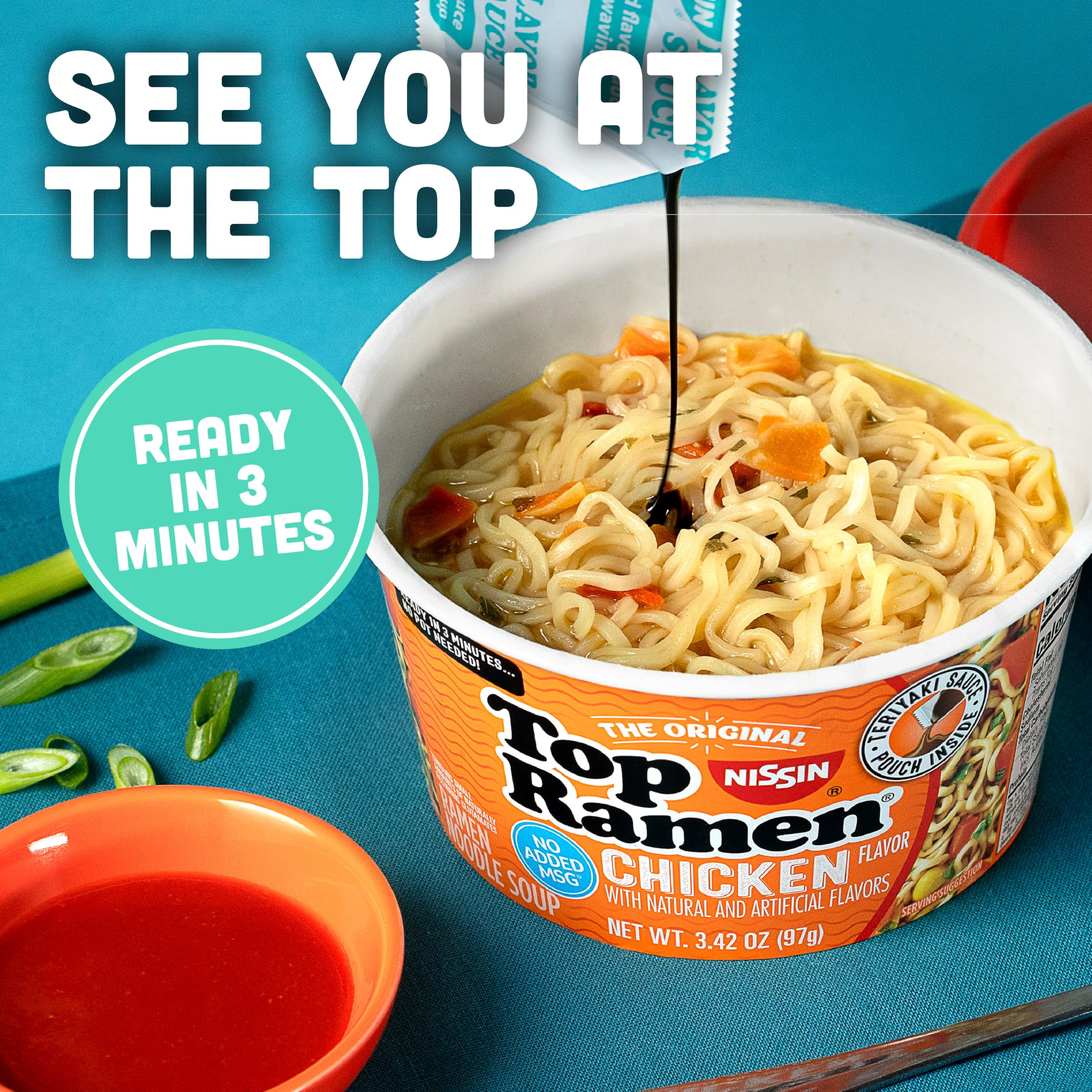 Nissin Top Ramen Noodle Soup, Chicken, 3 Ounce (Pack of 24)