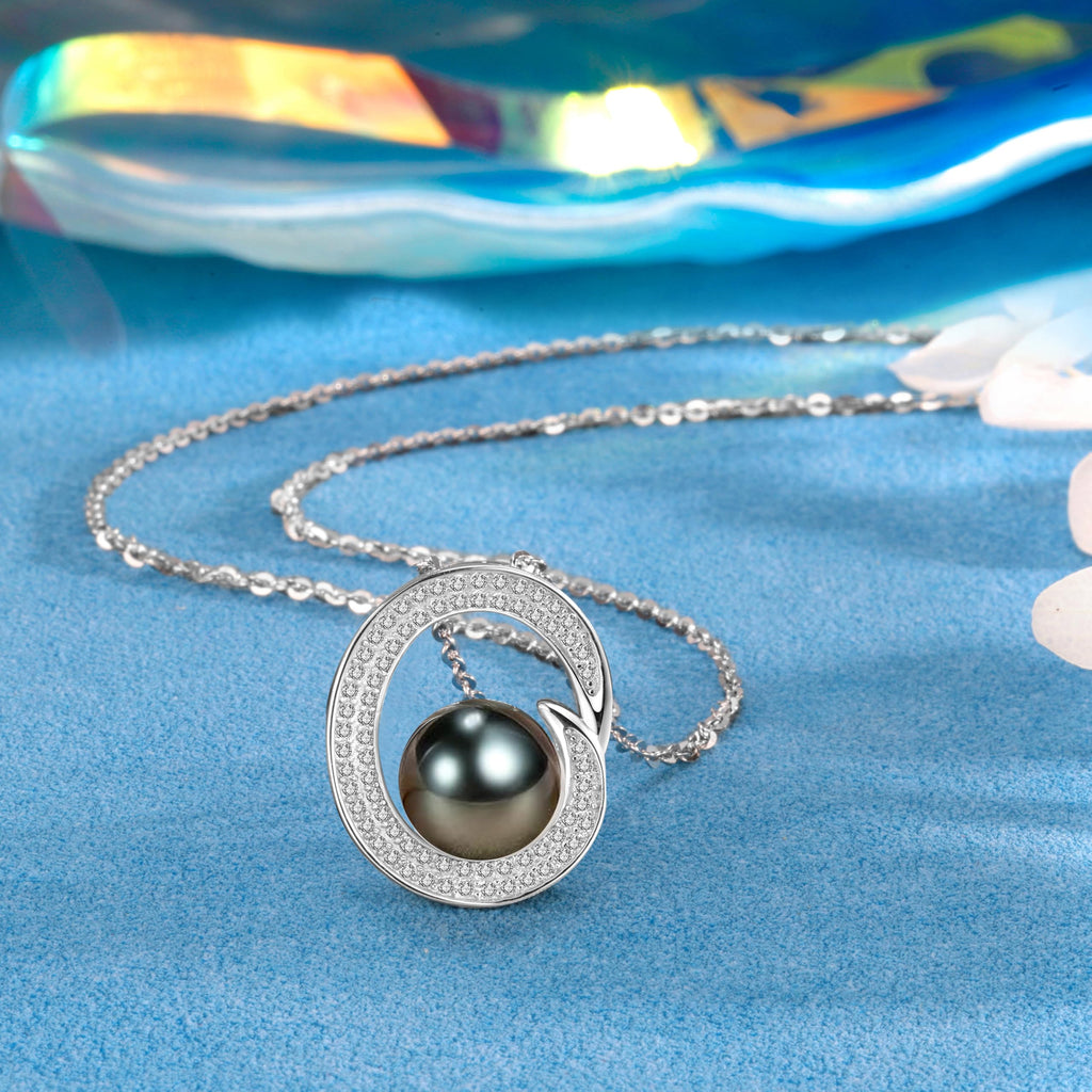 NONNYL Mothers Day Gifts For Wife Women Wedding Anniversary - Real Tahitian-Pearl-Necklace, Birthday Valentines Gifts For Wife Her Mom Christmas - Companion Necklace For Women Luxury Fine Jewelry