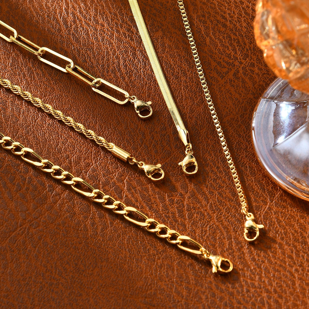 Gold Bracelets for Women, 14K Gold Plated Stackable Bracelet Stack Set Adjustable Charm Paperclip Chain Snake Link Layered Waterproof Jewelry Sets Gifts