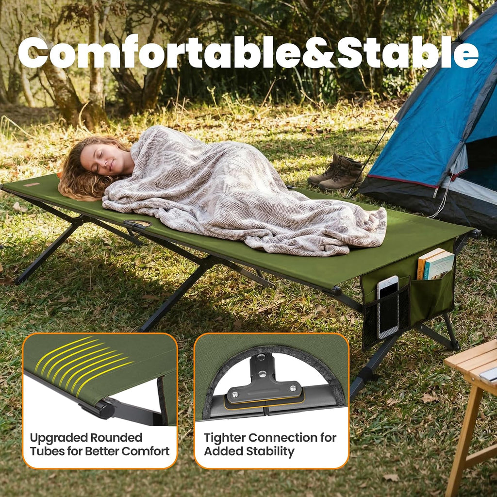 Heavy Duty Camping Cot for Adults, 31.5'' Wide Folding Cot, Support 400LBS