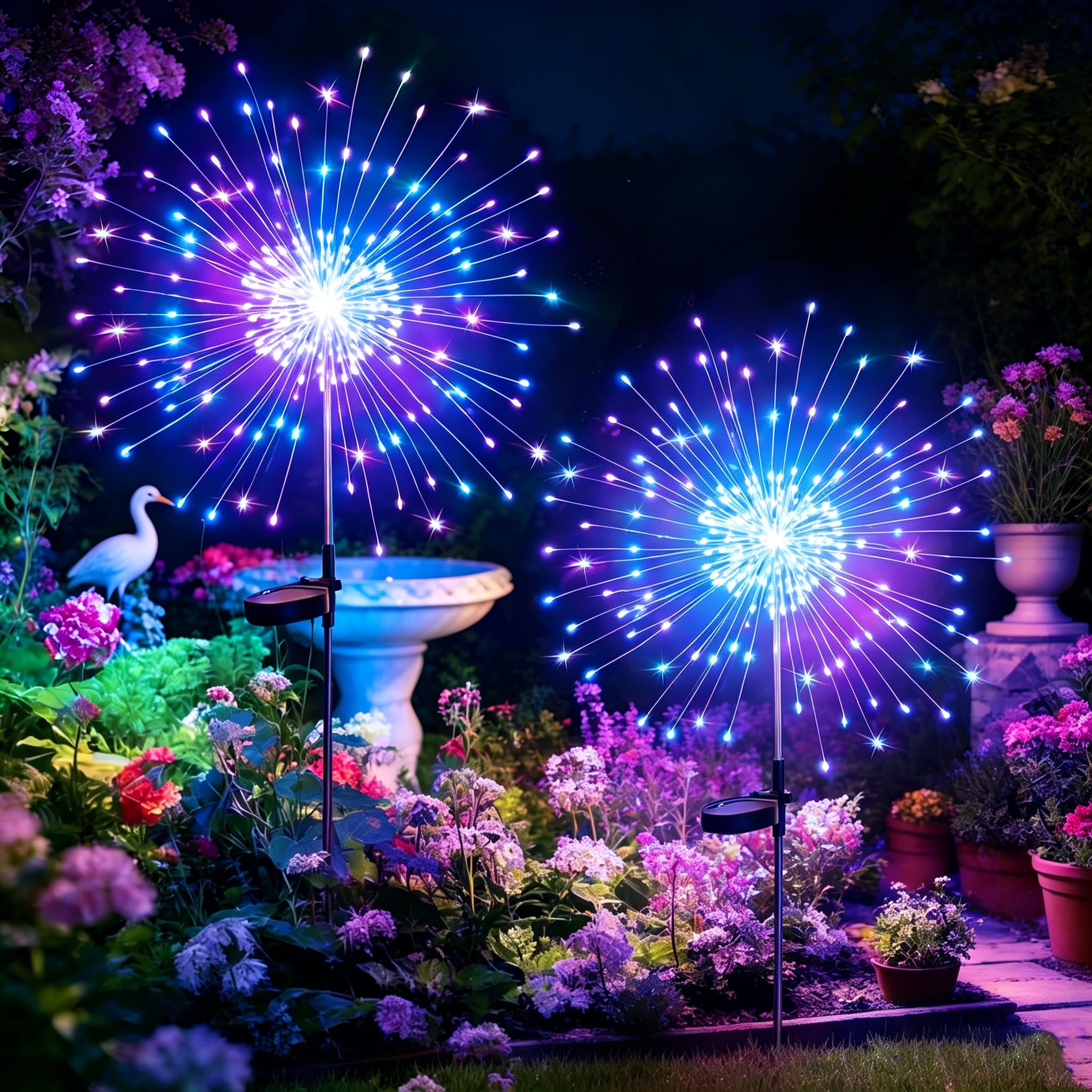 HPUFKOT Solar Garden Lights Outdoor,Waterproof Garden, 2PC 200 LED Twinkling Firework Lights Decorative with 8 Modes,Decor for Yard Patio Pathway Lawn for Yard Outside Fairy Decorative
