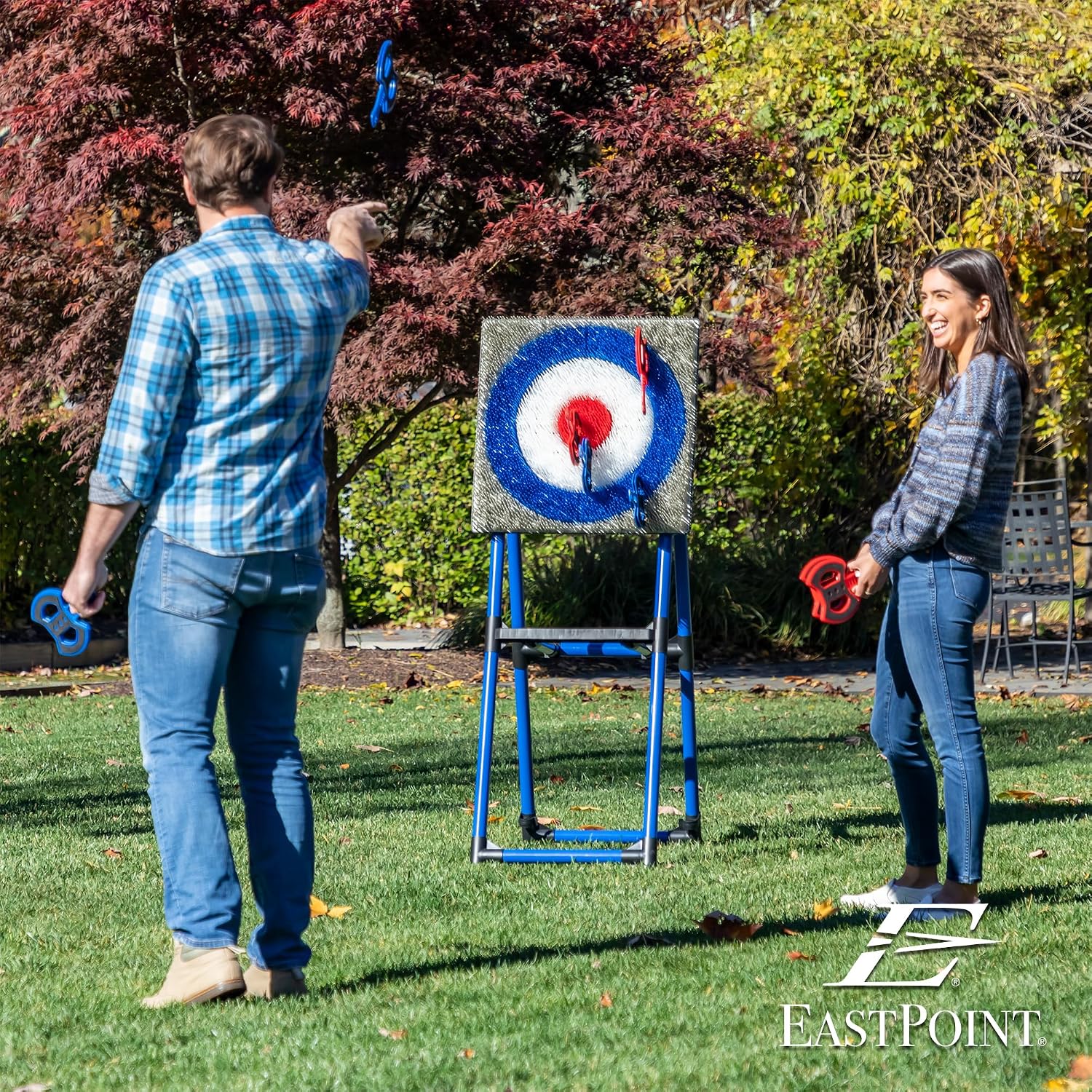 EastPoint Axe Throwing Game, Bristle Target, 8 Safety Axes, Over 5 Ft Tall