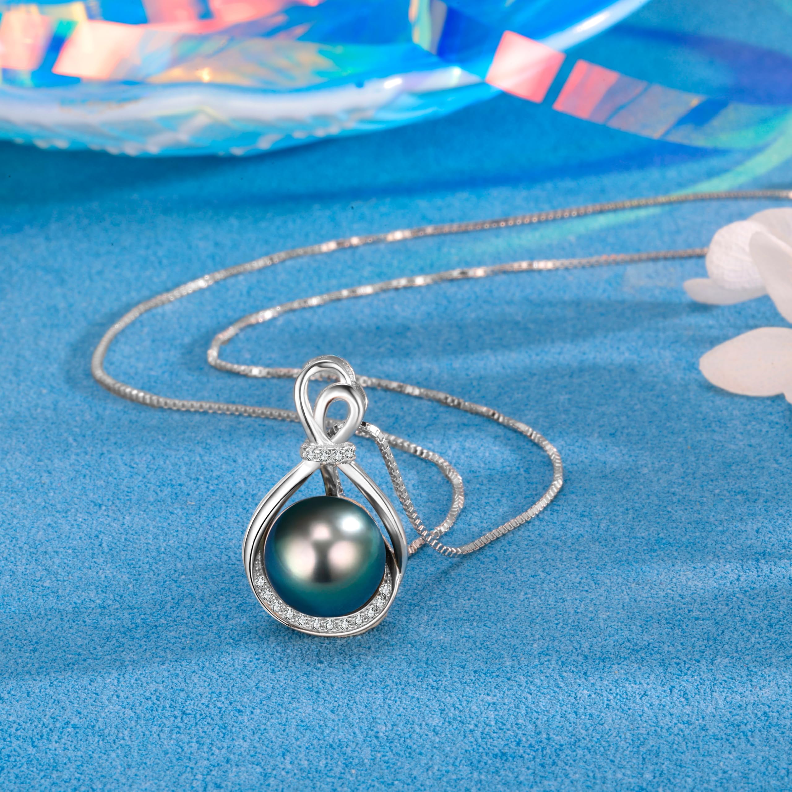 NONNYL Mothers Day Gifts For Wife Women Wedding Anniversary - Real Tahitian-Pearl-Necklace, Birthday Valentines Gifts For Wife Her Mom Christmas - Companion Necklace For Women Luxury Fine Jewelry