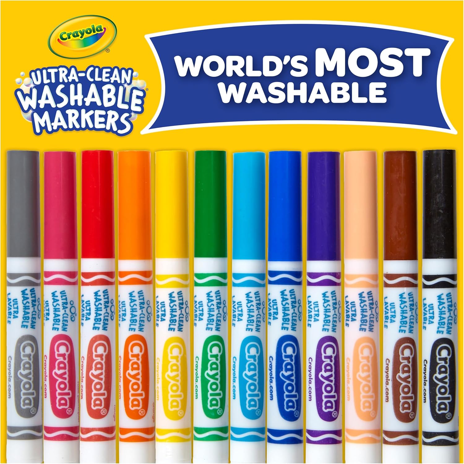 Crayola Broad Line Markers (12 Count), Washable Markers for Kids, Assorted Colors, Arts & Crafts Supplies, For Coloring Books & Art Projects, Ages 3+