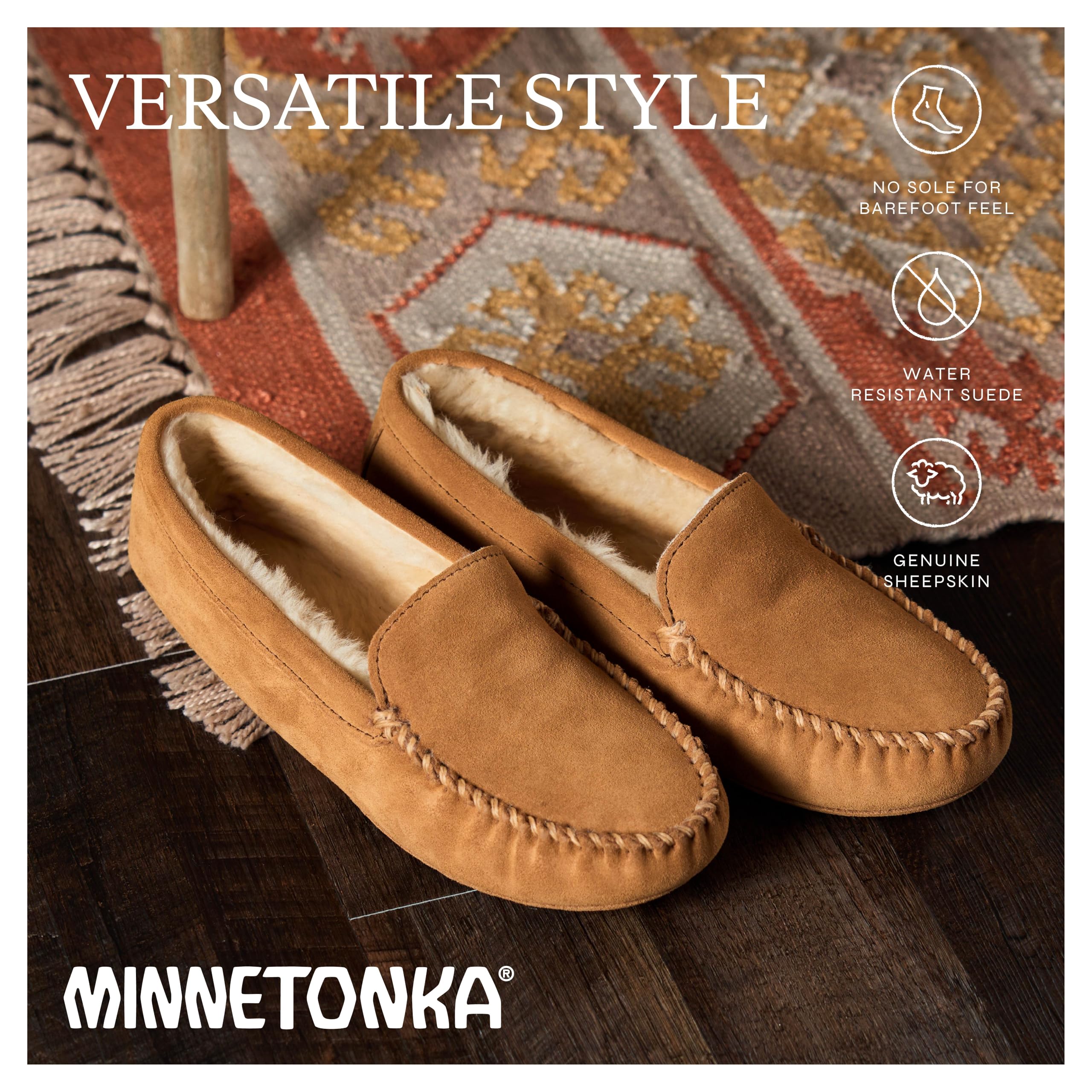 Minnetonka Men's Sheepskin Softsole Moccasin Slipper