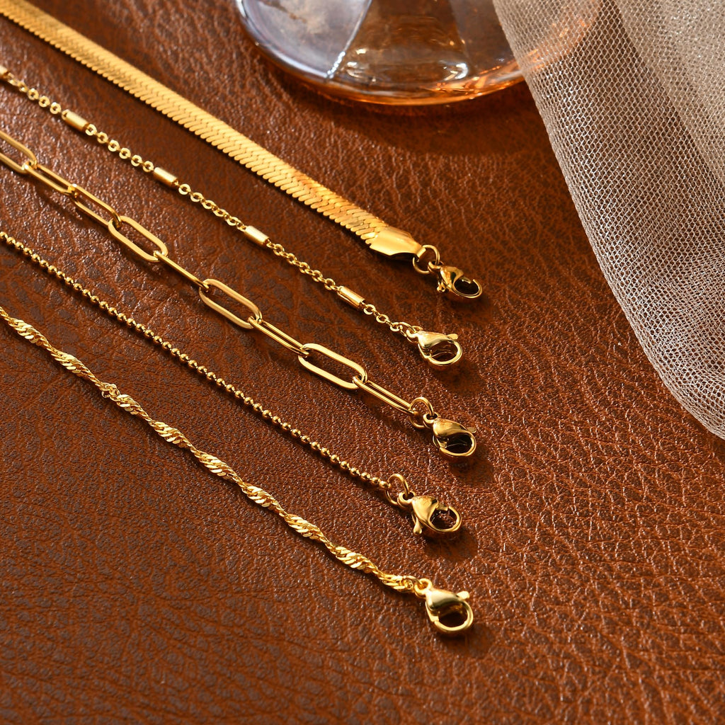 Gold Bracelets for Women, 14K Gold Plated Stackable Bracelet Stack Set Adjustable Charm Paperclip Chain Snake Link Layered Waterproof Jewelry Sets Gifts