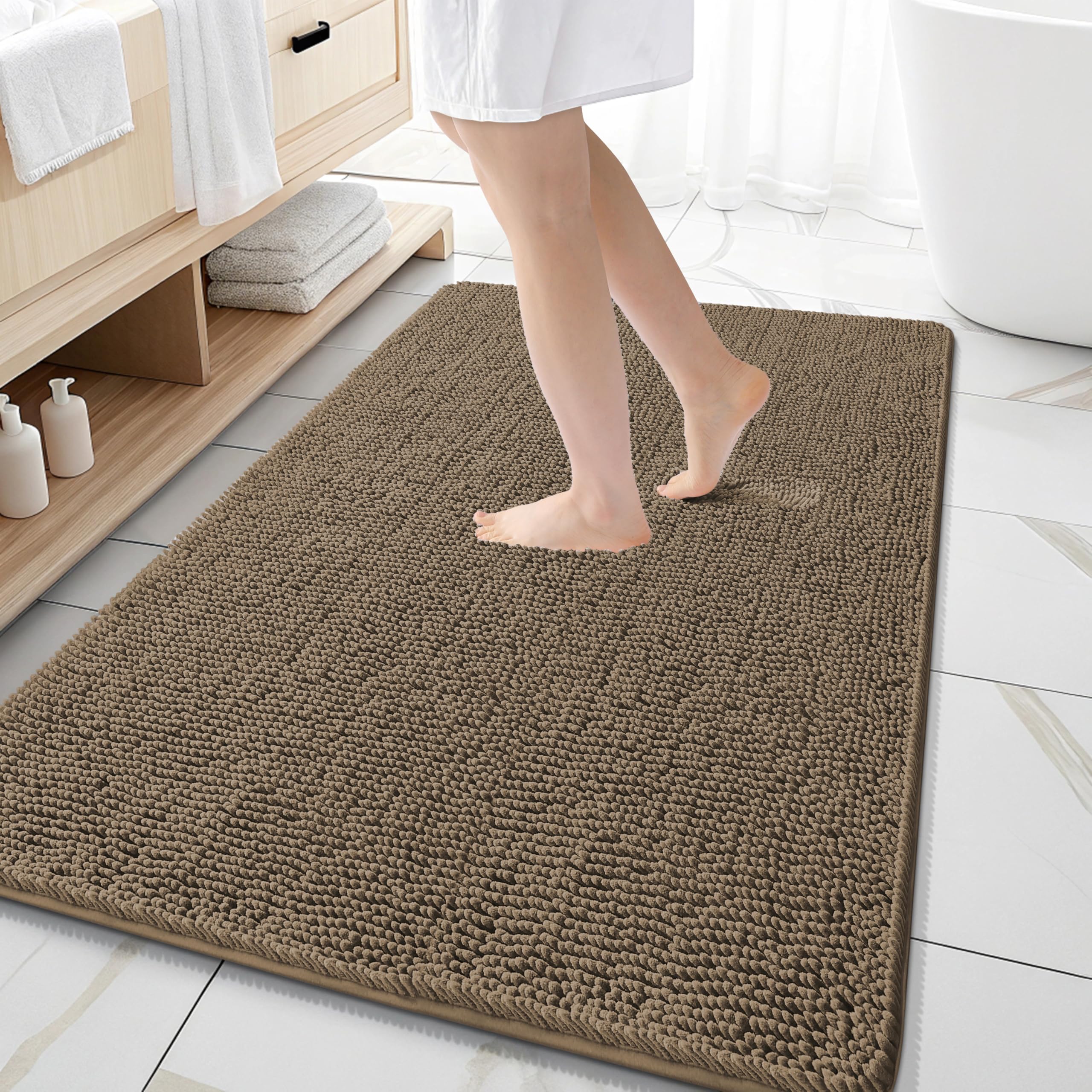 OLANLY Bathroom Rugs 30x20, Extra Soft Absorbent Chenille Bath Rugs
